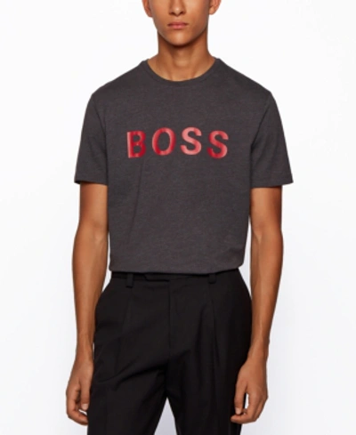 Shop Hugo Boss Boss Men's Tiburt 171 Regular-fit T-shirt In Open Grey