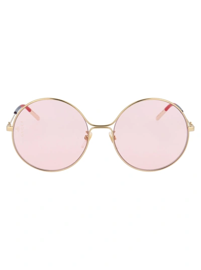 Shop Gucci Gg0395s Sunglasses In 004 Gold Gold Pink