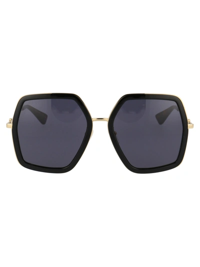 Shop Gucci Gg0106s Sunglasses In 001 Black Gold Grey