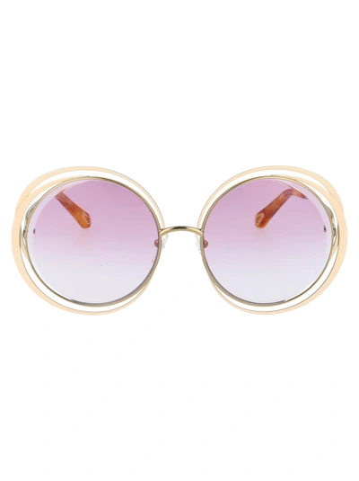 Shop Chloé Ce155s Sunglasses In 795 Gold Ivory