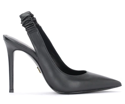 Shop Michael Kors Raleigh Slingback Model Pump Shoe In Black Leather In Nero