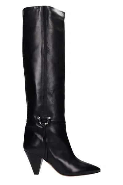Shop Isabel Marant Learl High Heels Boots In Black Leather