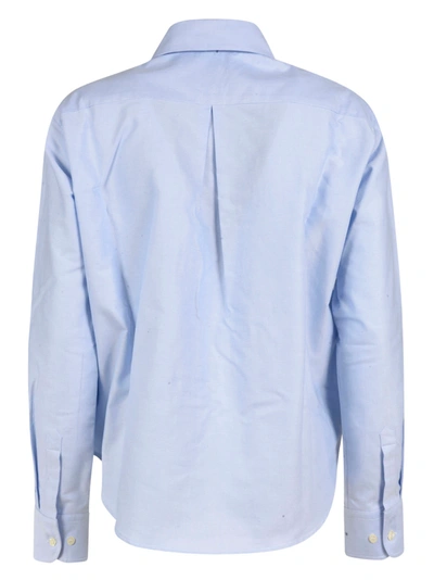 Shop Jejia Long Ruffled Detail Shirt In Light Blue