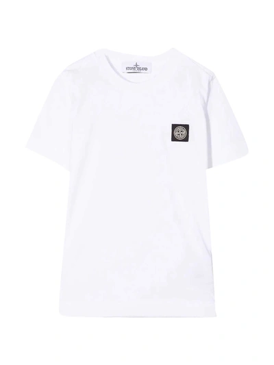 Shop Stone Island Junior White T-shirt In Bianco