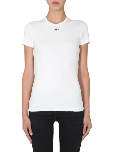 Shop Off-white Fitted T-shirt In Bianco