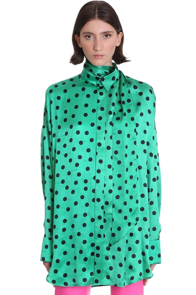 Shop Balenciaga Shirt In Green Silk