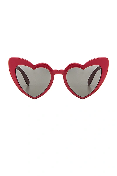 Shop Saint Laurent Lou Lou Heart Sunglasses In Red