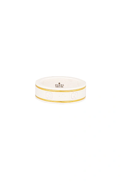 Shop Gucci Icon Thin Ring In White & Yellow Gold