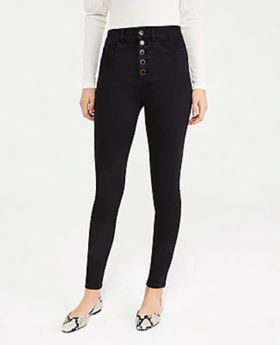 Shop Ann Taylor Petite Sculpting Pocket High Rise Skinny Jeans In Classic Black Wash