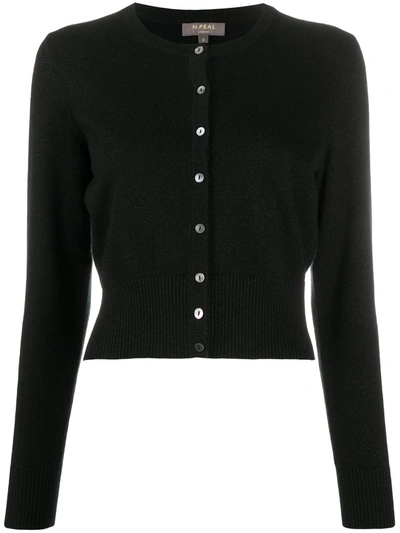 Shop N•peal Fine Knit Cashmere Cardigan In Black