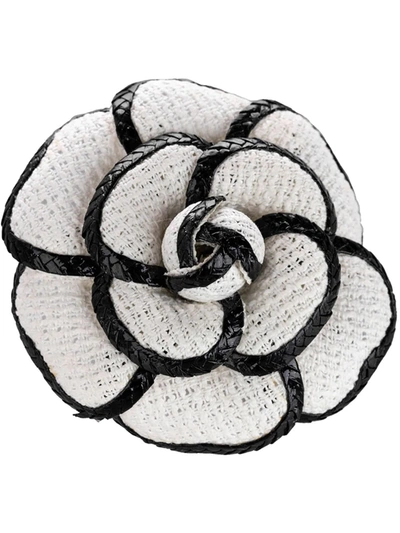Pre-owned Chanel Camellia Brooch In White