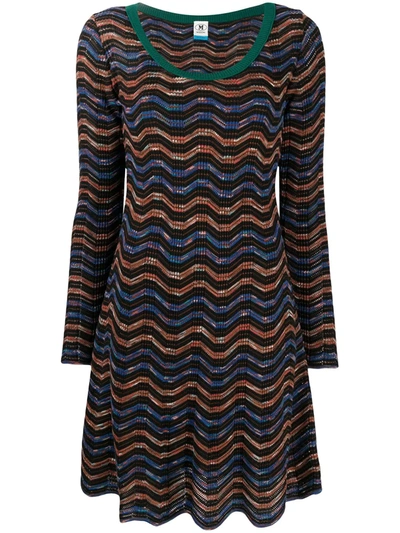 Shop M Missoni Wave Knit Dress In Blue