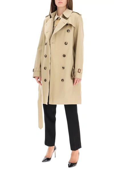 Shop Burberry Kensington Medium Raincoat In Beige,brown