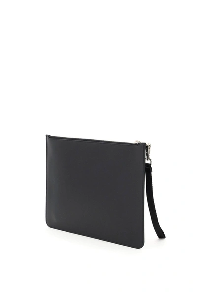 Shop Neil Barrett Fair-isle Thunderbolt Pouch In Black,white