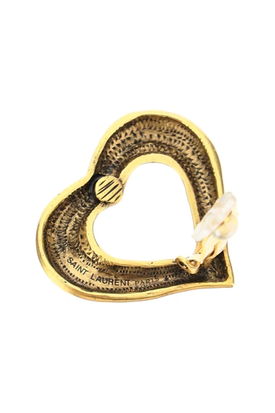 Shop Saint Laurent Coeur Monogram Clip Earrings In Gold
