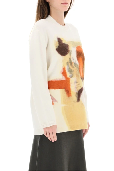 Shop Kenzo Oversized Tiger Sweater In White,yellow,brown
