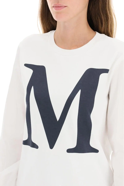Shop Max Mara Simeone T-shirt M Logo In White,blue