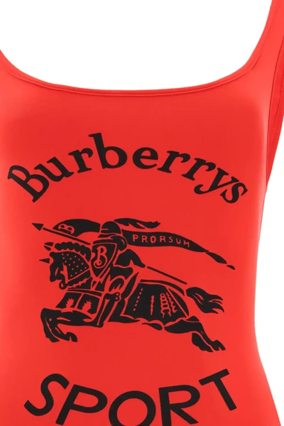 Shop Burberry Printed Swimsuit In Red,black