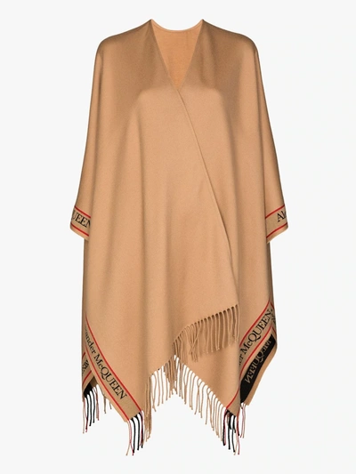 Shop Alexander Mcqueen Cape Aus Wolle In Braun