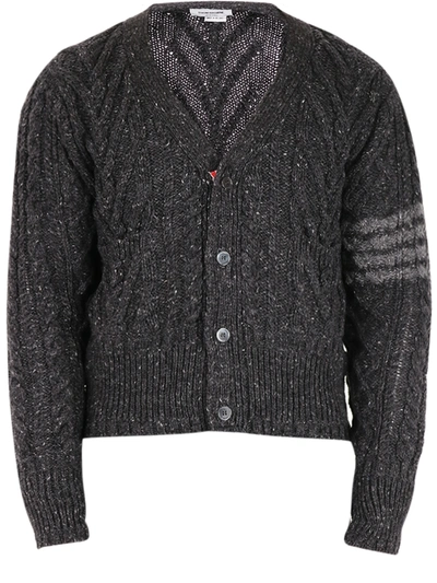 Shop Thom Browne Wool Cardigan Gray In Grey