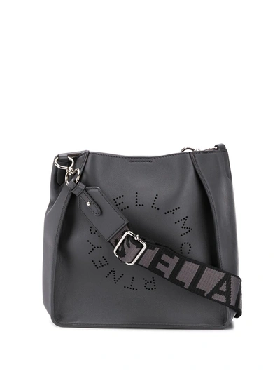 Shop Stella Mccartney Mini Stella Logo Crossbody Bag In Grey