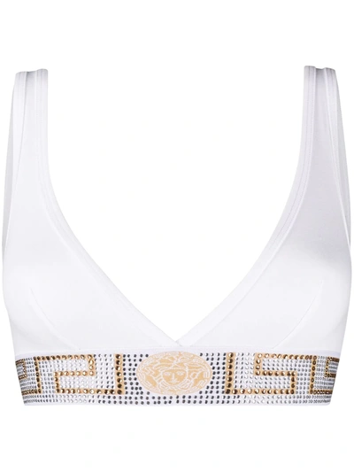 Shop Versace Greca Border Bralette In White
