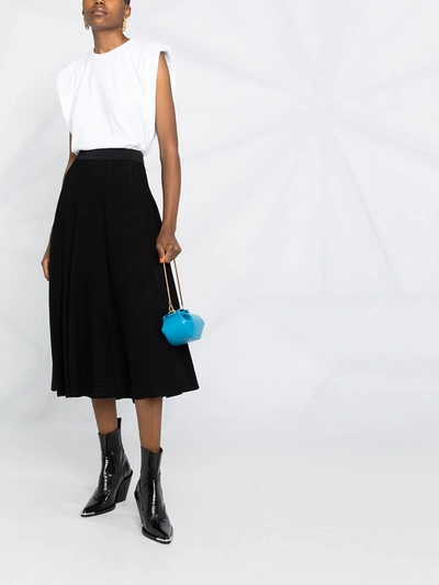 Shop Karl Lagerfeld Lurex Pleated Skirt In Black