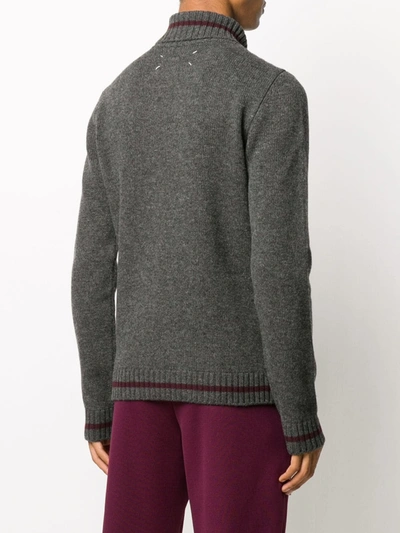 Shop Maison Margiela Ribbed Turtleneck Jumper In Grey