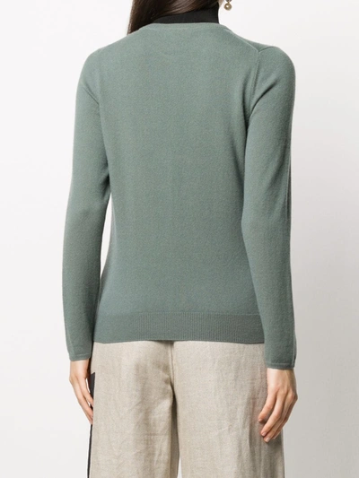 Shop N•peal Crew Neck Cashmere Cardigan In Green