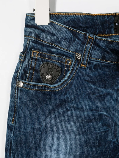 Shop John Richmond Junior Logo Patch Skinny-fit Jeans In Blue