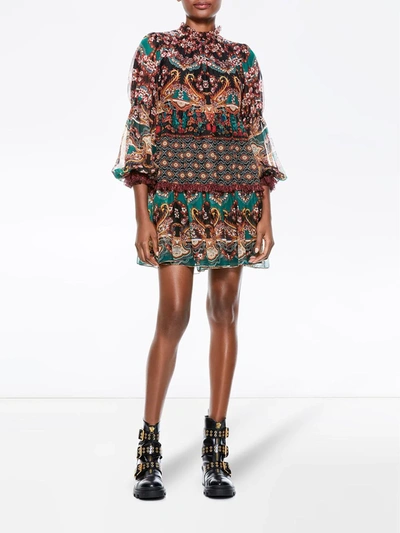 Shop Alice And Olivia Marella Paisley-print Mini Dress In Orange