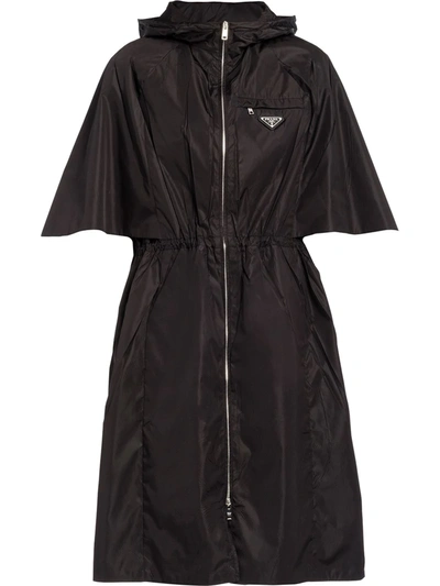 Shop Prada Re-nylon Short-sleeved Raincoat In Black