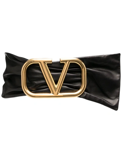 Shop Valentino Leather Vlogo Belt In Black