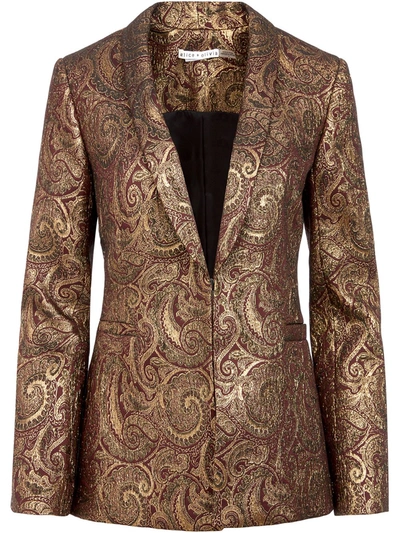 Shop Alice And Olivia Richie Paisley Jacquard Tailored Blazer In Gold