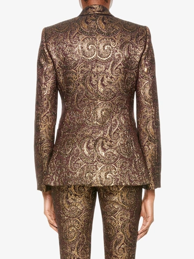 Shop Alice And Olivia Richie Paisley Jacquard Tailored Blazer In Gold
