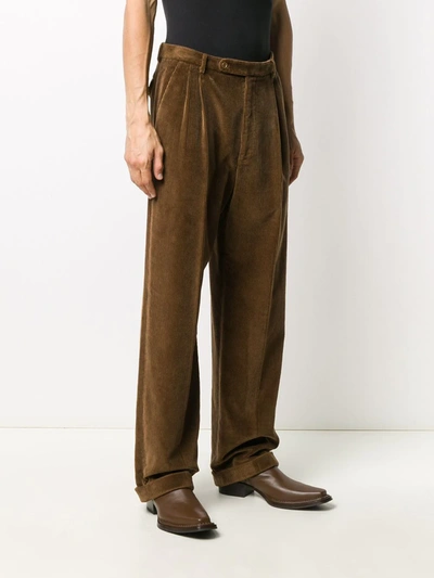 Shop Gucci Corduroy Wide-leg Trousers In Brown