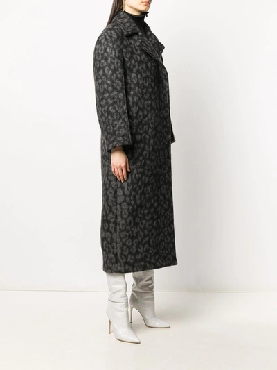 Shop Valentino Leopard-print Mid-length Coat In Grey