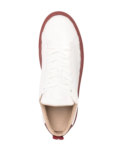 Shop Chloé Lauren Low-top Calf Leather Sneakers In White