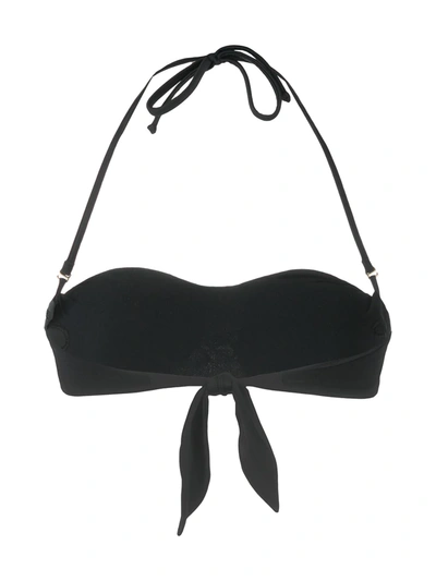 Shop Moschino Logo-embroidered Bandeau Bikini Top In Black