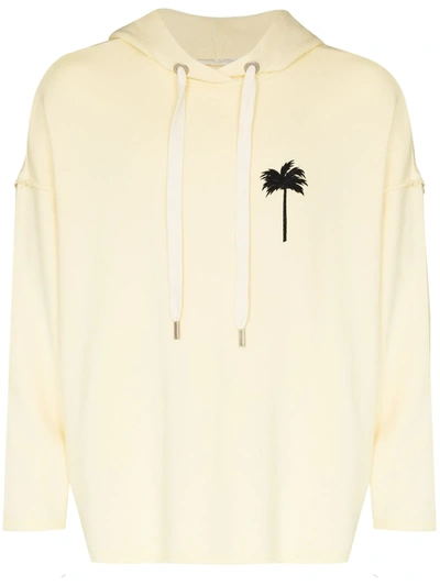 Shop Palm Angels Palm Tree Print Hoodie In Yellow