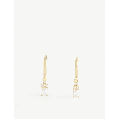 Shop Astrid & Miyu Baguette Drop 18ct Gold-plated Sterling Silver Huggie Earrings