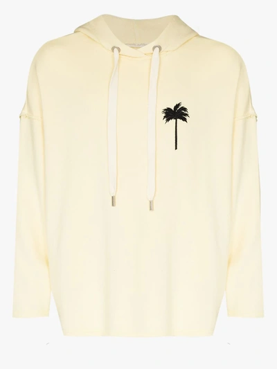 Shop Palm Angels Palm Print Oversized Hoodie In Yellow