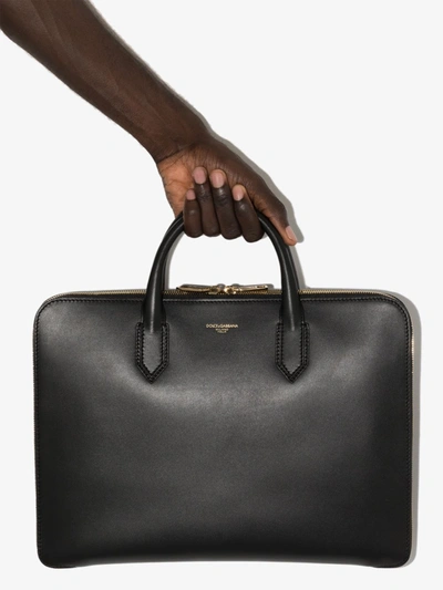 Shop Dolce & Gabbana Black Leather Laptop Bag