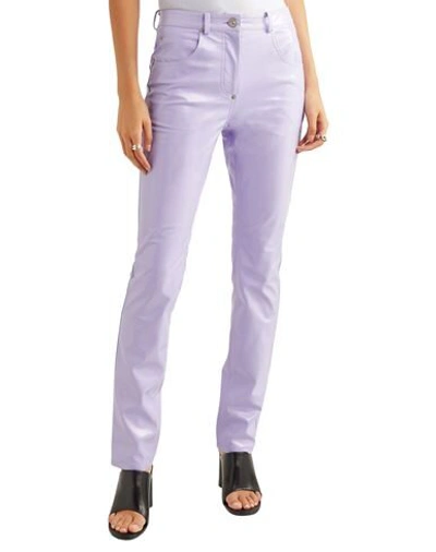 Shop Pushbutton Woman Pants Lilac Size Xs Polyurethane In Purple