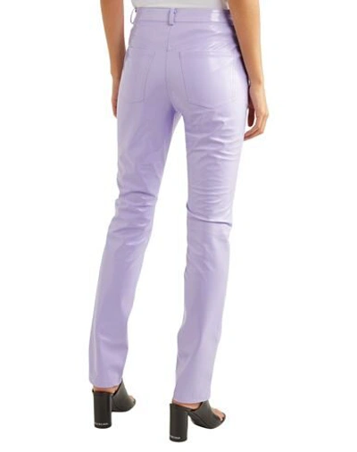 Shop Pushbutton Woman Pants Lilac Size Xs Polyurethane In Purple