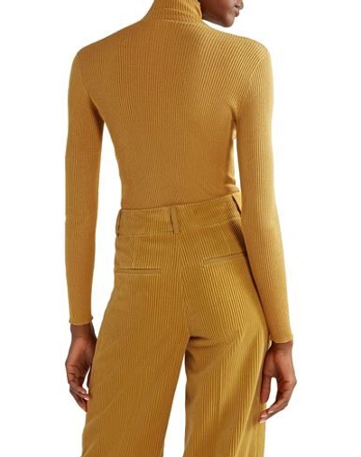 Shop Akris Woman Turtleneck Ocher Size 12 Cashmere, Mulberry Silk, Polyamide In Yellow