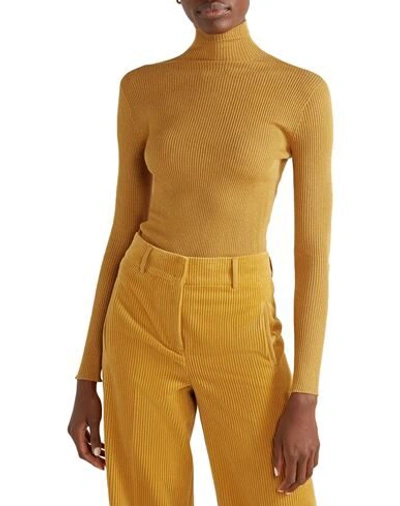 Shop Akris Woman Turtleneck Ocher Size 12 Cashmere, Mulberry Silk, Polyamide In Yellow