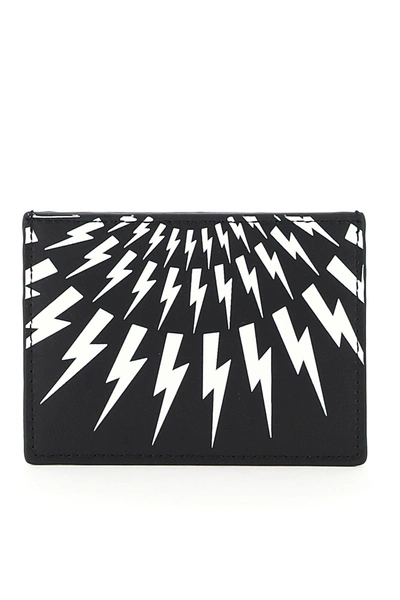 Shop Neil Barrett Fair-isle Thunderbolt Card Holder In Black White (black)