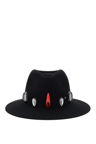 Shop Maison Michel Fedora Rico Stones Wool Felt Hat In Black (black)