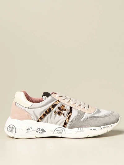 Shop Premiata Sneakers In Suede And Nylon In Grey